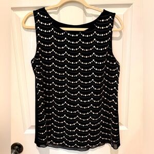 White House Black Market Black Sequin Top Sz M
